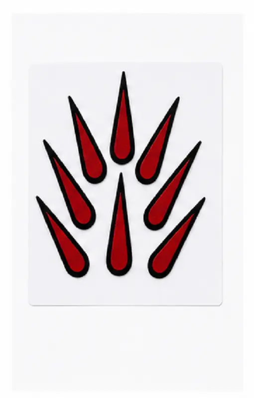 Red water proof outline self adhesive designer bindi stickers pack of 5 for women and girls, ideal for weddings, festivals, pooja, dance performances, parties and traditional ethnic wear.