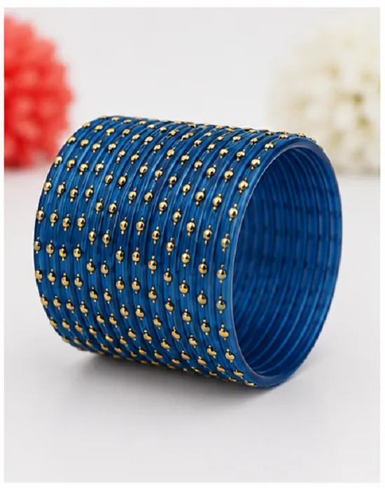 Royal Blue Glass Bangles Set of 24 PCS for Women & Girls | Traditional Kanch Ki Chudi - Image 2