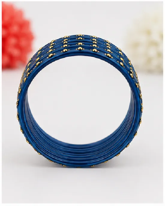 Royal Blue Glass Bangles Set of 24 PCS for Women & Girls | Traditional Kanch Ki Chudi - Image 3