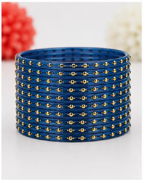 Royal Blue Glass Bangles Set of 24 PCS for Women & Girls | Traditional Kanch Ki Chudi - Image 4