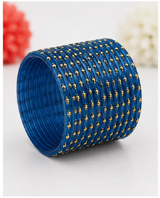 Royal Blue Glass Bangles Set of 24 PCS for Women & Girls | Traditional Kanch Ki Chudi - Image 5