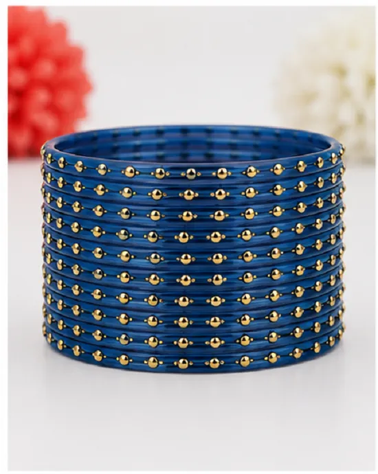 Royal Blue Glass Bangles Set of 24 PCS for Women & Girls | Traditional Kanch Ki Chudi - Image 6