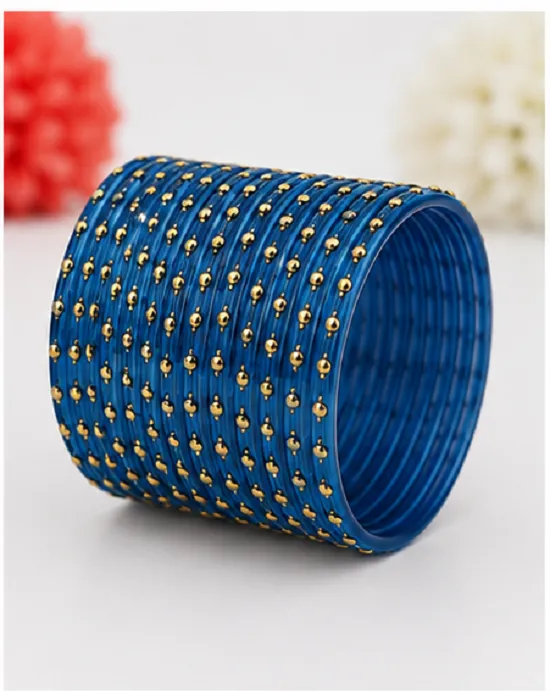 Royal Blue Glass Bangles Set of 24 PCS for Women & Girls | Traditional Kanch Ki Chudi - Image 7