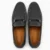 Black soft cushioned insole loafers for men with slip-on design, comfortable casual driving shoes for office, travel and everyday wear.