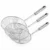Stainless steel wire skimmer strainer with long handle available in multiple sizes for frying puri, pakora, samosa, vegetables, noodles and kitchen cooking.