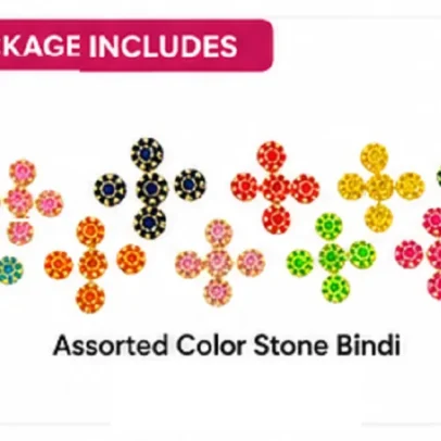 Traditional 6 mm Stone Bindi Premium Designer Bindi Pack of 5,