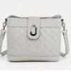 White Quilted Women's Crossbody Sling Bag with Adjustable Shoulder Strap and Premium Metal Lock