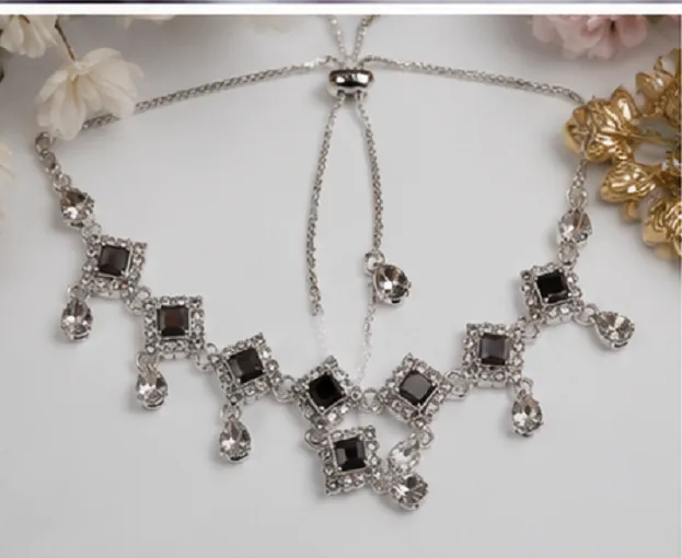Silver Plated Black Stone Necklace Set for Women | Party Wear Jewellery Set with Earrings - Image 7
