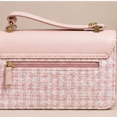 Blush Pink Tweed Sling Bag,.,