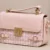 Women's Blush Pink Tweed Top Handle Sling Bag with Gold Lock Closure