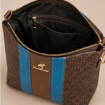 Brown Printed Chain Tote Bag.