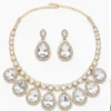 Fashion Women's Premium American Diamond Teardrop Necklace Set with Matching Earrings
