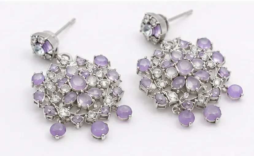 Women's Lavender Stone Necklace Set | Premium American Diamond Jewellery Set with Earrings & Pendant - Image 2