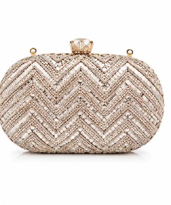 Women's Rose Gold Crystal Evening Clutch Bag | Premium Bridal Party Box Clutch - Image 3