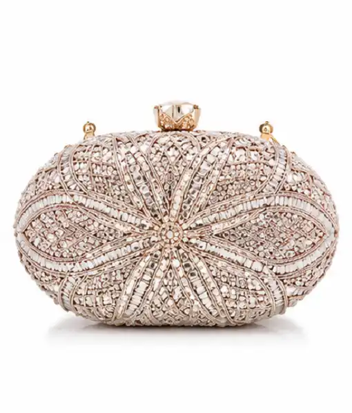 Women's Rose Gold Crystal Evening Clutch Bag | Premium Bridal Party Box Clutch - Image 4