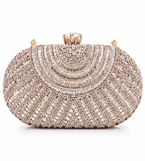 Women's Rose Gold Crystal Evening Clutch Bag | Premium Bridal Party Box Clutch - Image 6