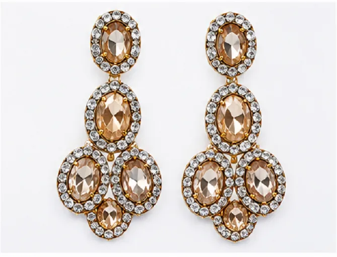 Gold Plated Champagne Crystal Necklace Set for Women | Party & Wedding Jewellery - Image 4