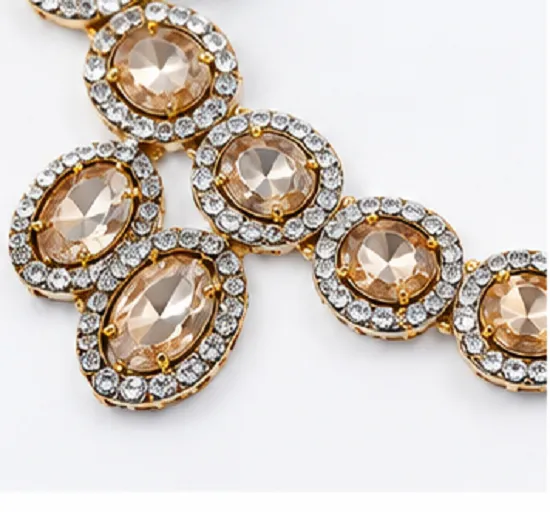 Gold Plated Champagne Crystal Necklace Set for Women | Party & Wedding Jewellery - Image 6
