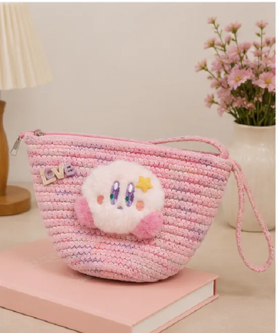Kids Cute Pink Crochet Sling Bag | Plush Mini Crossbody Bag for Girls - Image 2