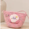 Kids Pink Crochet Sling Bag with Cute Plush Character Charm