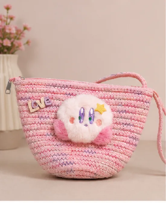 Kids Cute Pink Crochet Sling Bag | Plush Mini Crossbody Bag for Girls - Image 3