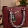 Women's Maroon Premium Tote Handbag with Dual Top Handles and Adjustable Shoulder Strap
