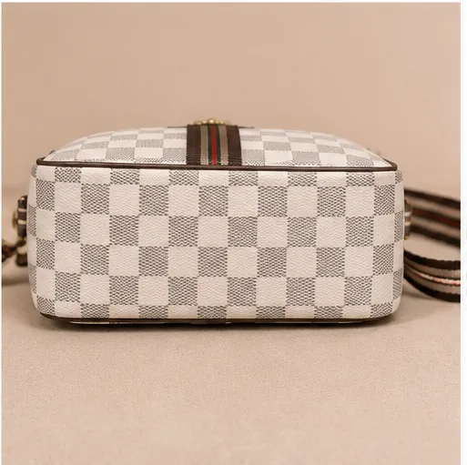 Women's White Checkered Crossbody Sling Bag | Premium Designer Handbag - Image 3