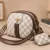 Women's White Checkered Crossbody Sling Bag with Matching Coin Pouch and Adjustable Shoulder Strap