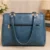 Women's Blue Tote Handbag with Front Pocket and Dual Shoulder Handles