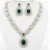Fashion Women's Emerald Green American Diamond Necklace Set with Matching Earrings