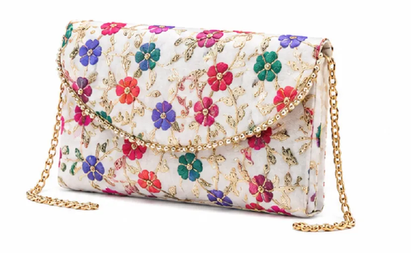 Fashion Women's Floral Embroidered Envelope Clutch | Premium Wedding Party Sling Bag - Image 4