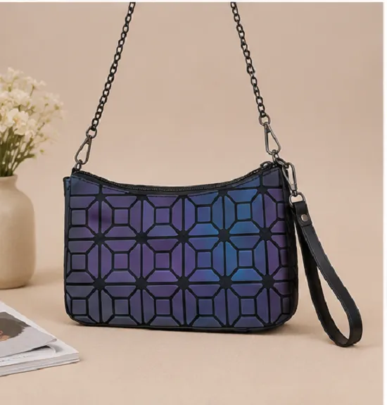 Women's Geometric Holographic Shoulder Bag | Premium Chain Sling Purse - Image 2