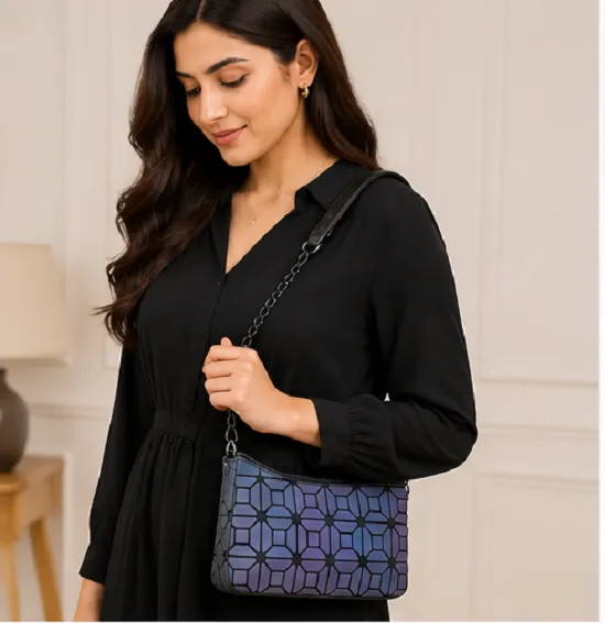 Women's Geometric Holographic Shoulder Bag | Premium Chain Sling Purse - Image 7
