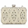 Fashion Women's Pearl Embellished Crystal Evening Clutch Bag with Luxury Clasp Closure