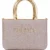 Women's Rose Gold Metallic Top Handle Handbag with Elegant Gold Handles