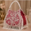 Women's White Quilted Tote Handbag with Front Zip Pocket and Dual Top Handles