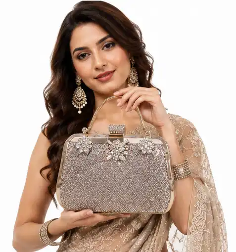 Women's Rose Gold Crystal Box Clutch | Premium Luxury Evening Party & Bridal Handbag - Image 7