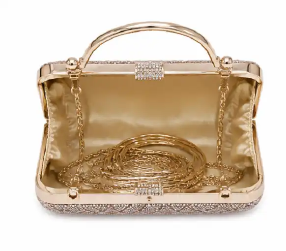 Women's Rose Gold Crystal Box Clutch | Premium Luxury Evening Party & Bridal Handbag - Image 4