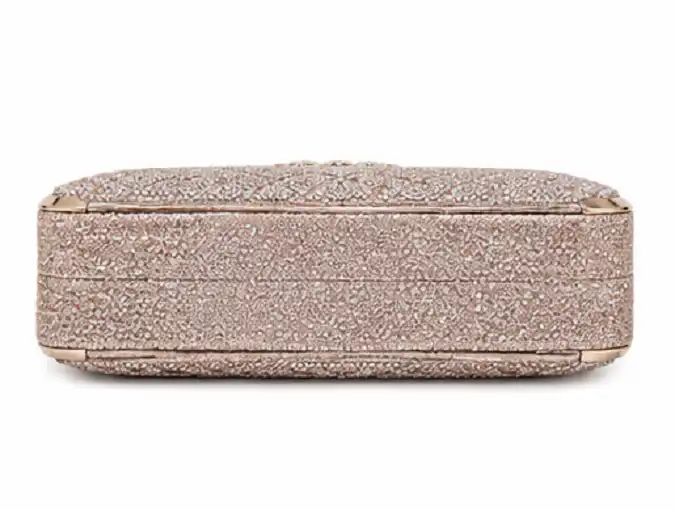 Women's Rose Gold Crystal Box Clutch | Premium Luxury Evening Party & Bridal Handbag - Image 3