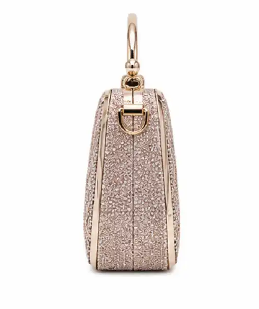 Women's Rose Gold Crystal Box Clutch | Premium Luxury Evening Party & Bridal Handbag - Image 2