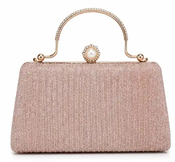 Women's Rose Gold Pearl Clasp Evening Clutch Bag | Premium Glitter Party & Bridal Handbag - Image 6