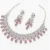 Fashion Women's Rose Pink American Diamond Necklace Set with Matching Drop Earrings